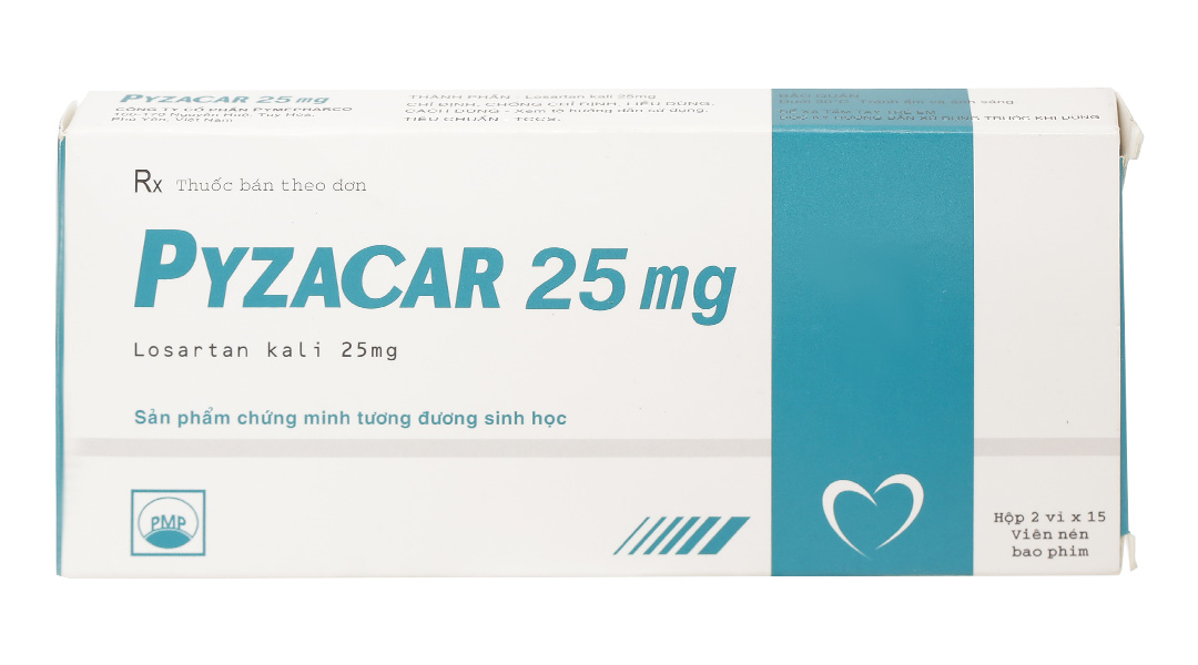 Thuốc huyết áp Pyzacar 25mg được sản xuất bởi công ty nào?
