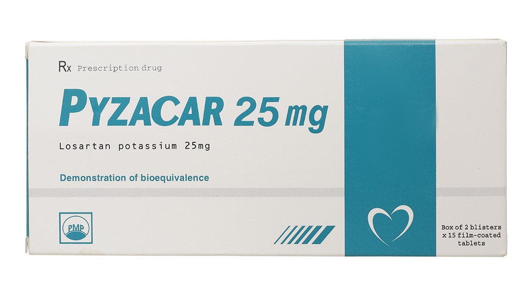 Pyzacar 25mg trị tăng huyết áp, suy tim mạn tính