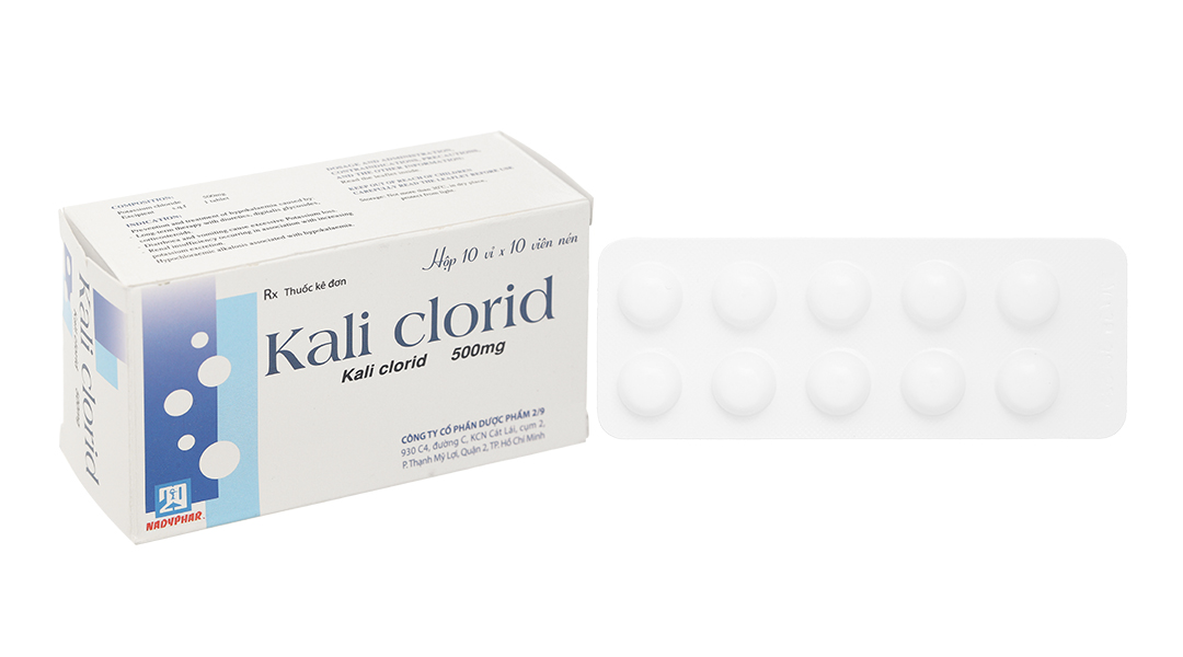 Kali Clorid Nadyphar 500mg phòng và trị triệu chứng giảm kali huyết