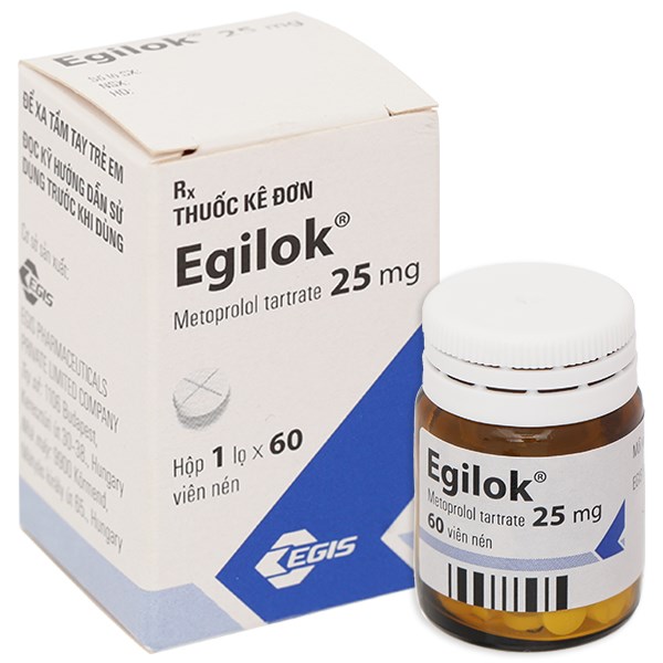 Egilok 25mg trị tăng huyết áp, đau thắt ngực