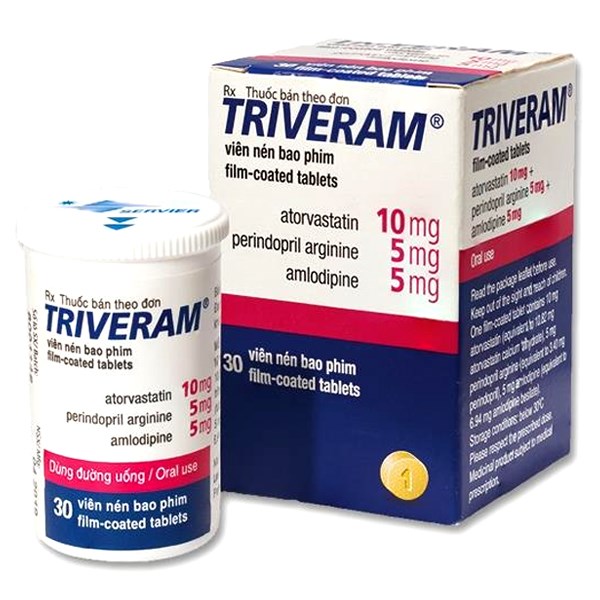 Triveram 10mg/5mg/5mg trị tăng huyết áp, bệnh mạch vành, lipid máu