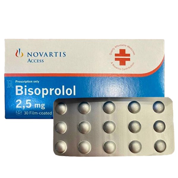 Bisoprolol Novartis 2.5mg trị tăng huyết áp, đau thắt ngực