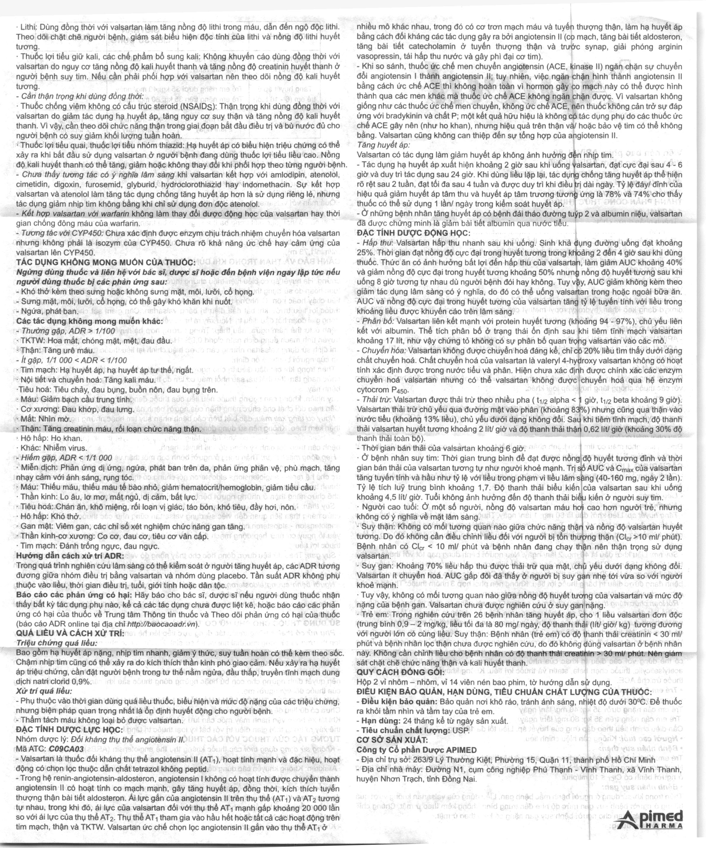 Apival 80 trị tăng huyết áp, suy tim (2 vỉ x 14 viên) - 8