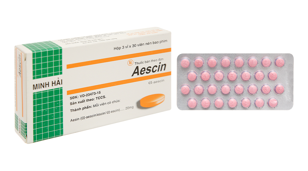 Aescin 20mg trị tụ máu, giãn tĩnh mạch