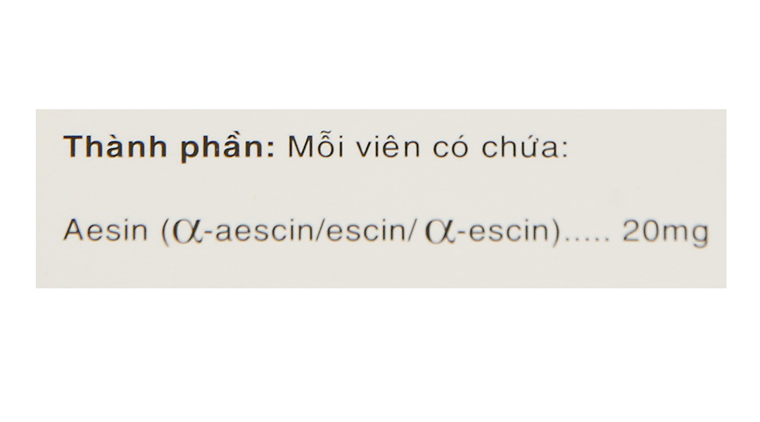 Aescin 20mg trị tụ máu, giãn tĩnh mạch