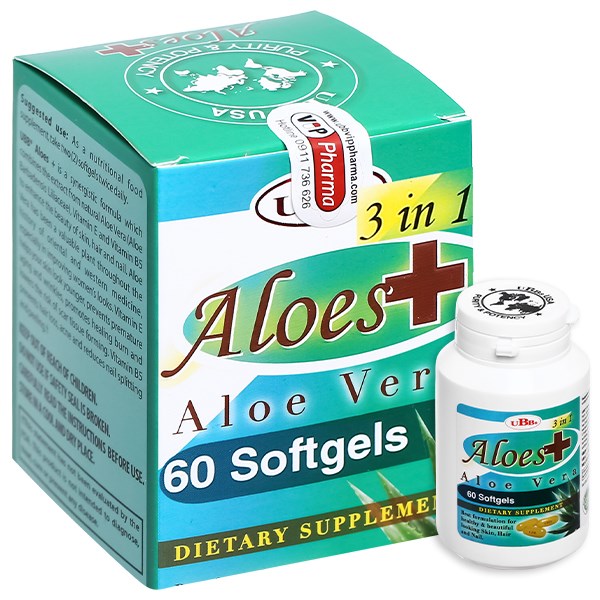 UBB Aloes  3 in 1 trợ làm đẹp da, giảm rụng tóc hộp 60 viên