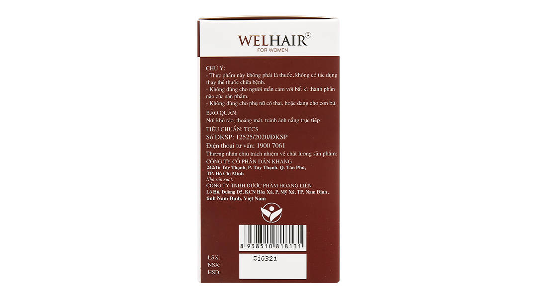 Welhair For Women giảm rụng tóc, tóc bạc sớm dành cho nữ