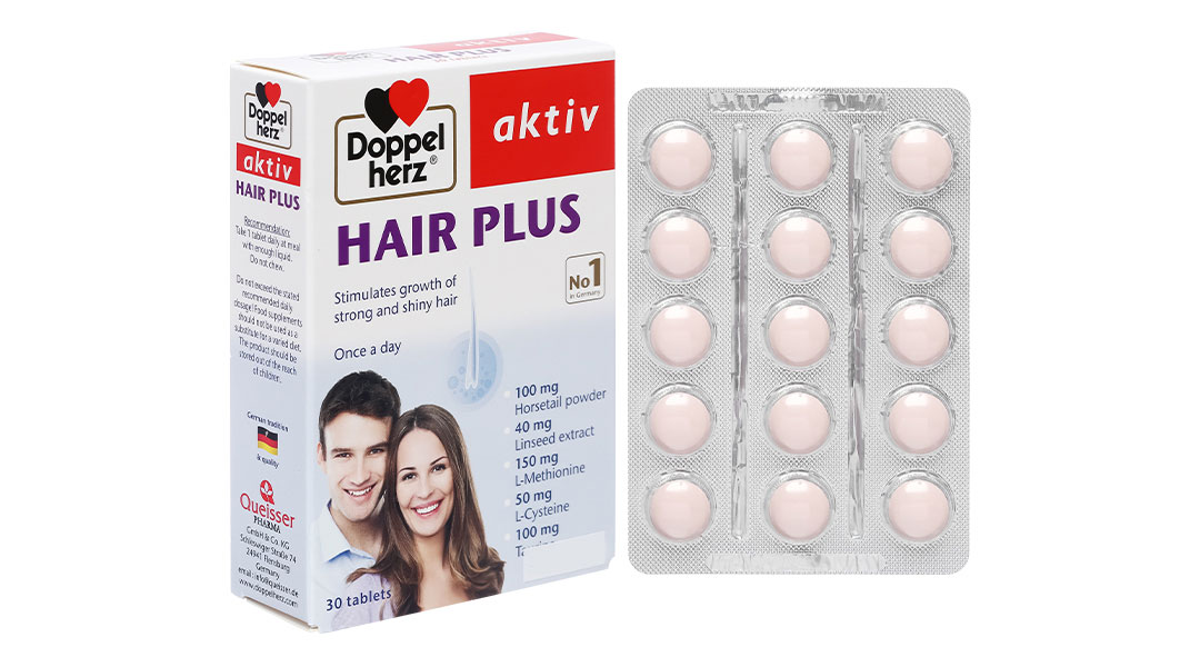 Doppelherz Aktiv Hair Plus giảm rụng tóc, giúp tóc chắc khỏe hộp 30 viên - 03/2023 Doppelherz Aktiv Hair Plus giảm rụng tóc, giúp tóc chắc khỏe hộp 30 viên - 03/2023
