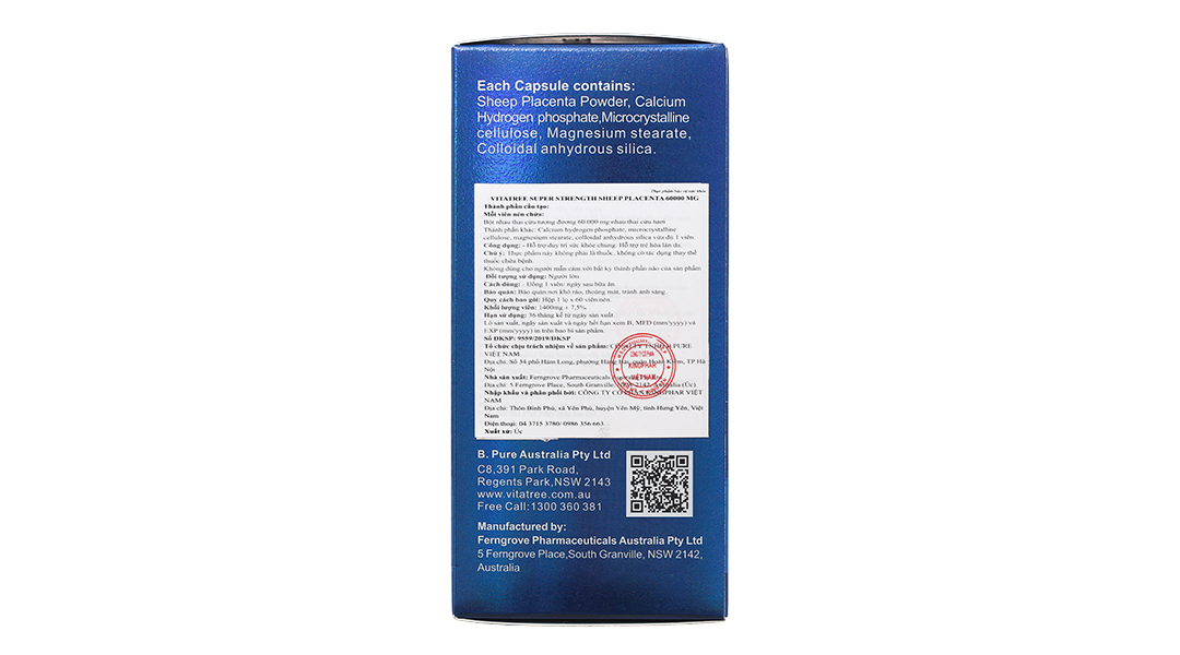 Vitatree Sheep Placenta 60000mg giúp hạn chế lão hóa da