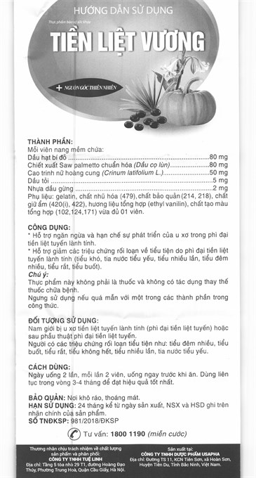 Tiền Liệt Vương ngừa u xơ trong tuyến tiền liệt
