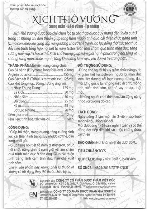 Xích Thố Vương bổ thận, tráng dương, tăng cường sinh lực
