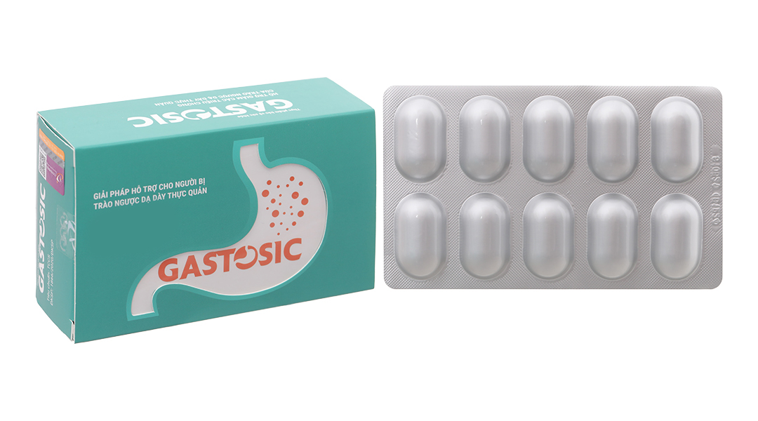 Gastosic hỗ trợ giảm trào ngược dạ dày hộp 3 vỉ x 10 viên