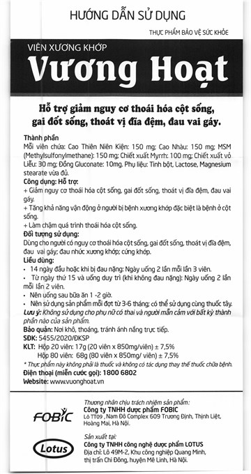 Vương Hoạt giảm nguy cơ thoái hóa cột sống, đau vai gáy