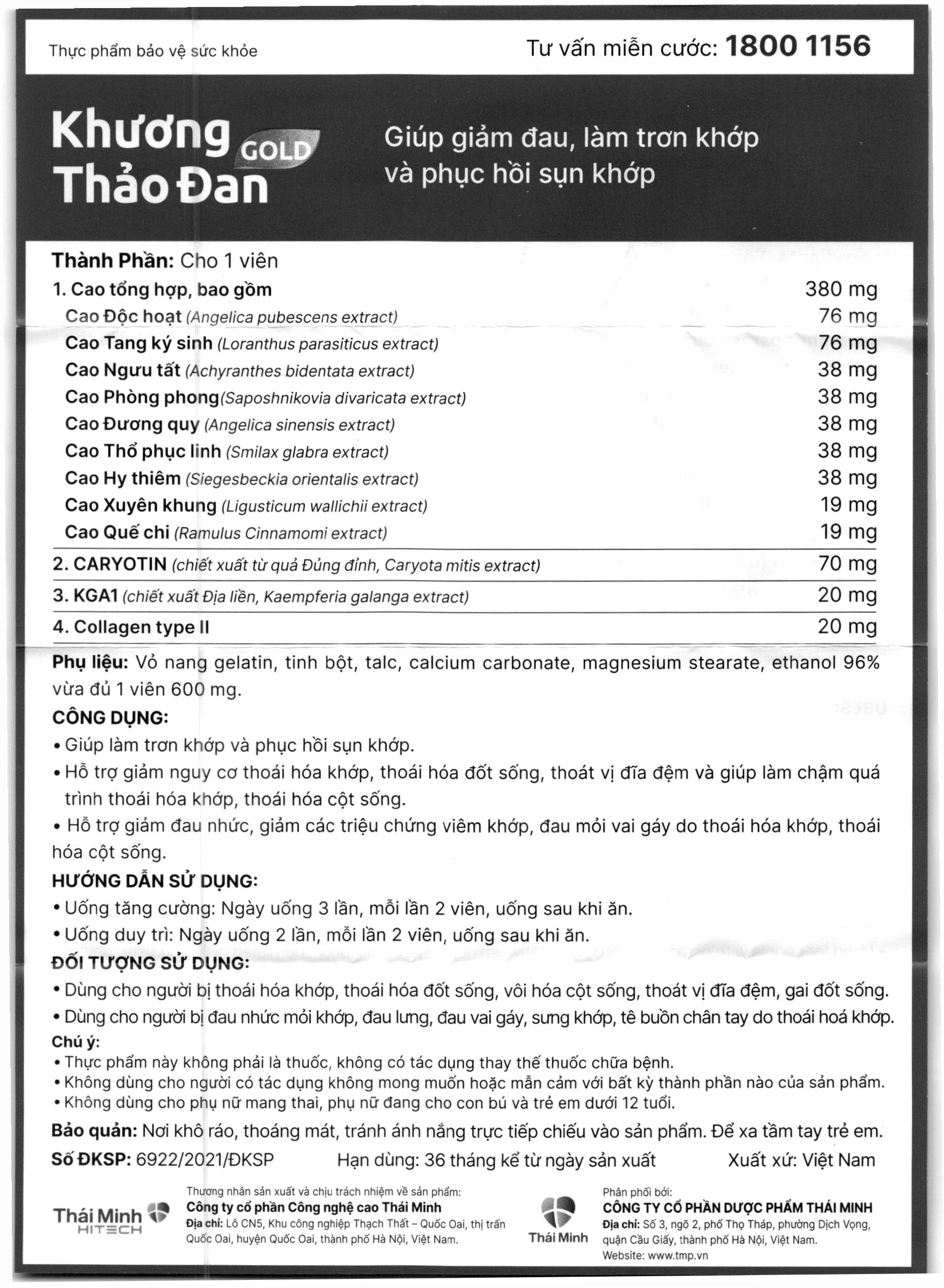 Khương Thảo Đan Gold giúp giảm triệu chứng thoái hóa khớp lọ 120 viên - 31