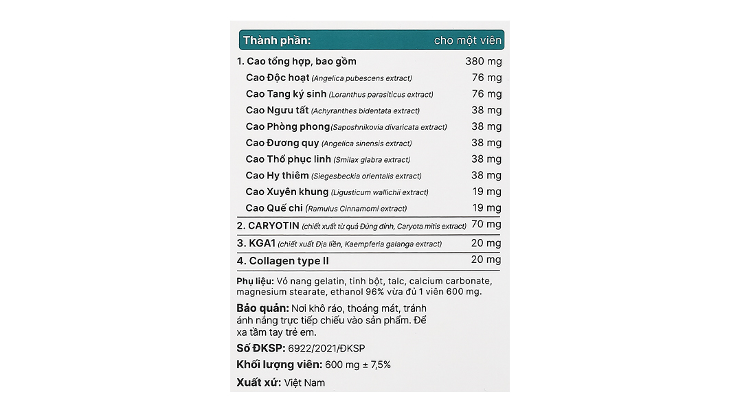 Khương Thảo Đan Gold giúp giảm triệu chứng thoái hóa khớp lọ 120 viên - 22