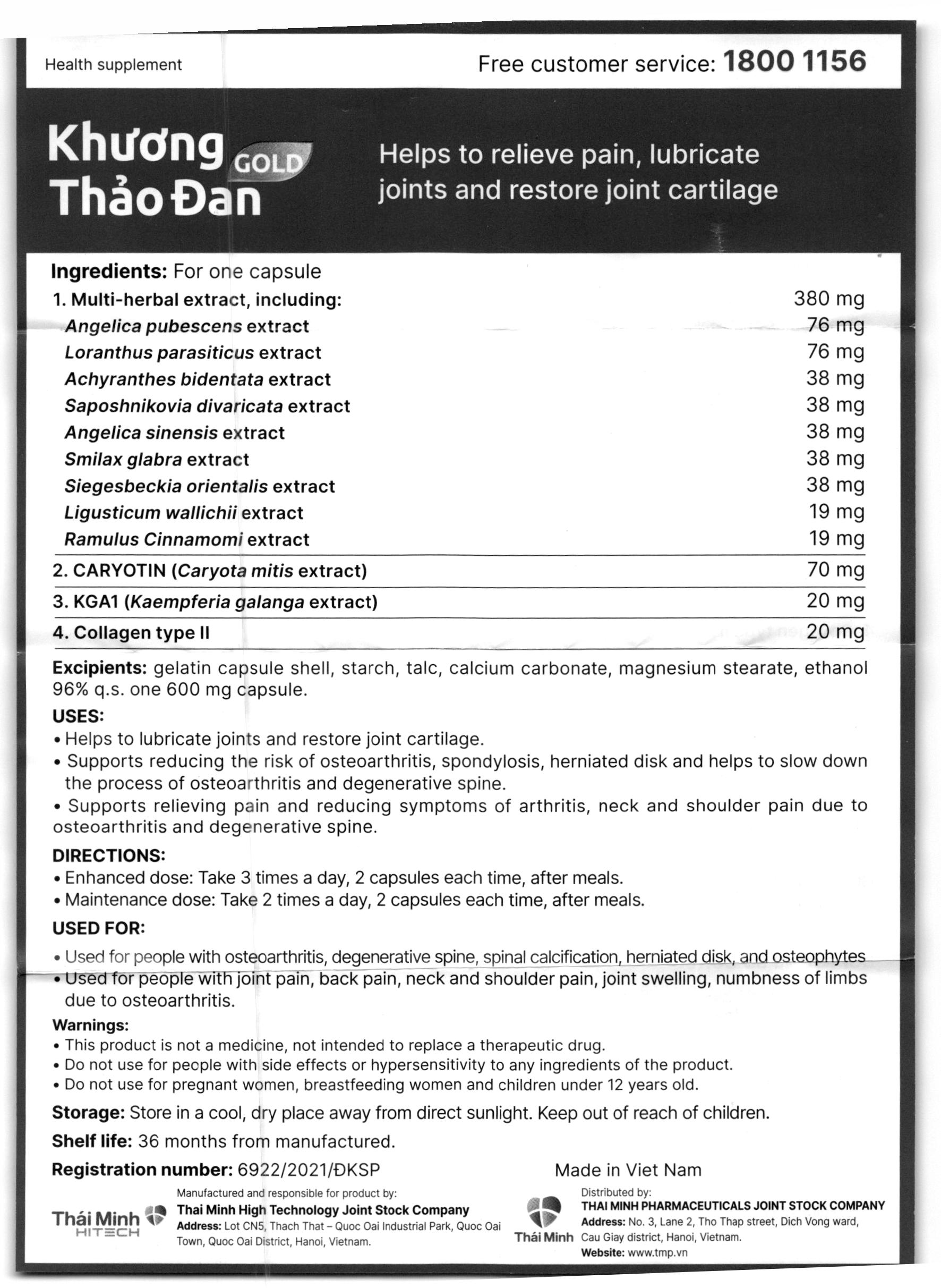 Khương Thảo Đan Gold giúp giảm triệu chứng thoái hóa khớp lọ 120 viên - 15
