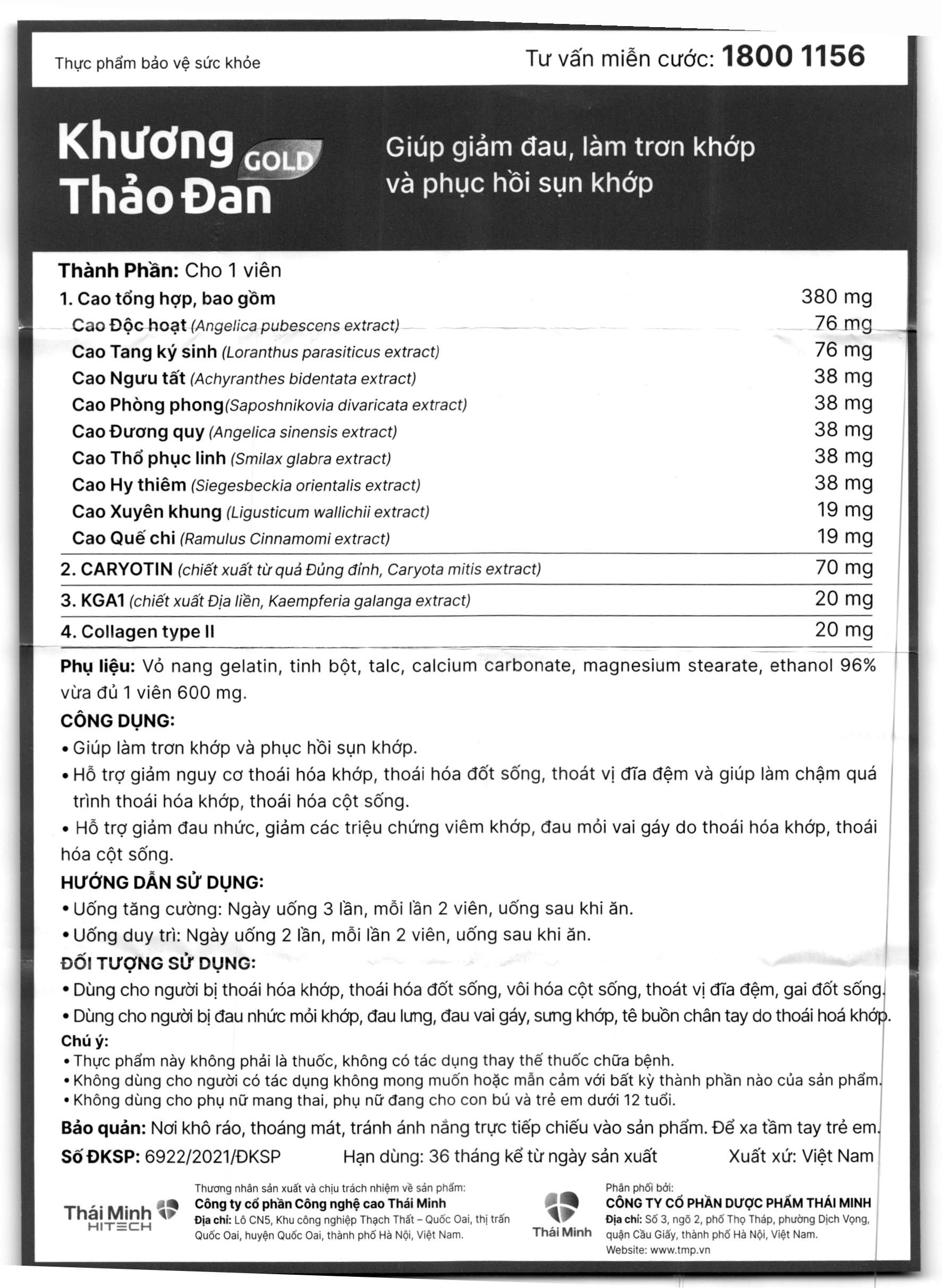 Khương Thảo Đan Gold giúp giảm triệu chứng thoái hóa khớp lọ 120 viên - 16