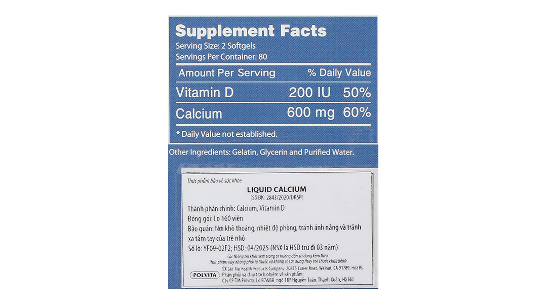 Liquid Calcium giúp xương, răng chắc khỏe, giảm nguy cơ loãng xương