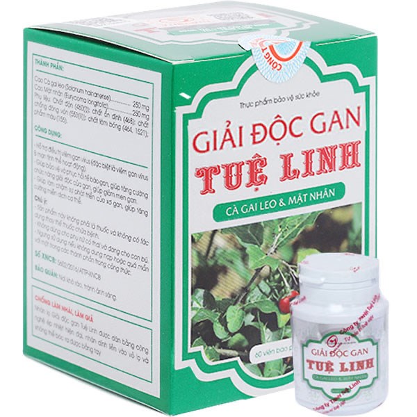 Giải Độc Gan Tuệ Linh hỗ trợ giải độc gan, hạ men gan hộp 60 viên