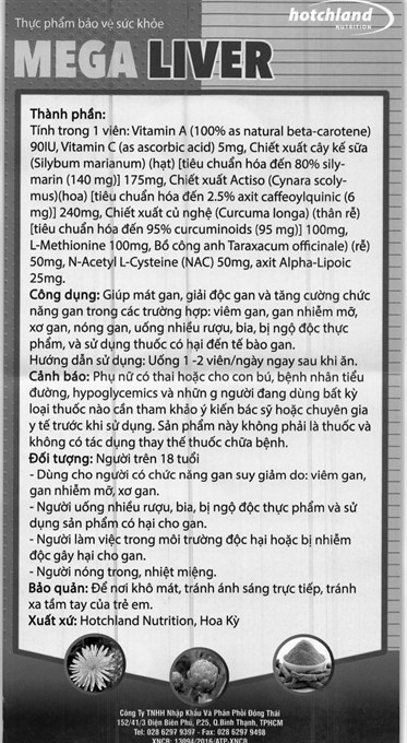 Hotchland Mega Liver giúp giải độc, tăng cường chức năng gan