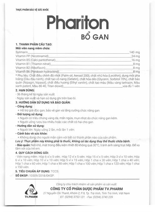 Phariton Bổ Gan hỗ trợ giải độc, tăng cường chức năng gan