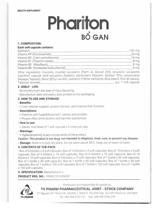 Phariton Bổ Gan hỗ trợ giải độc, tăng cường chức năng gan