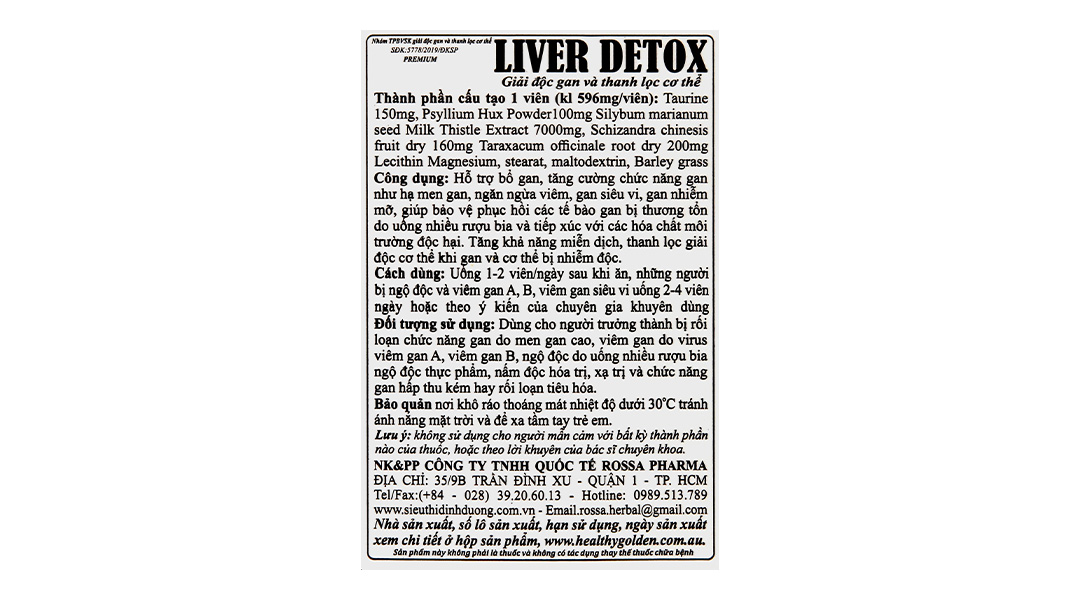Healthy Golden Liver Detox hỗ trợ bổ gan, tăng cường chức năng gan