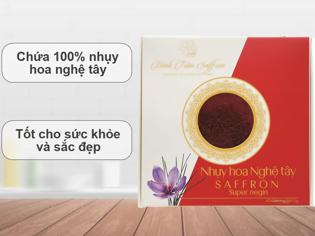 Nhụy hoa nghệ tây Dĩnh Trần Saffron Super Negin hộp 1g 2