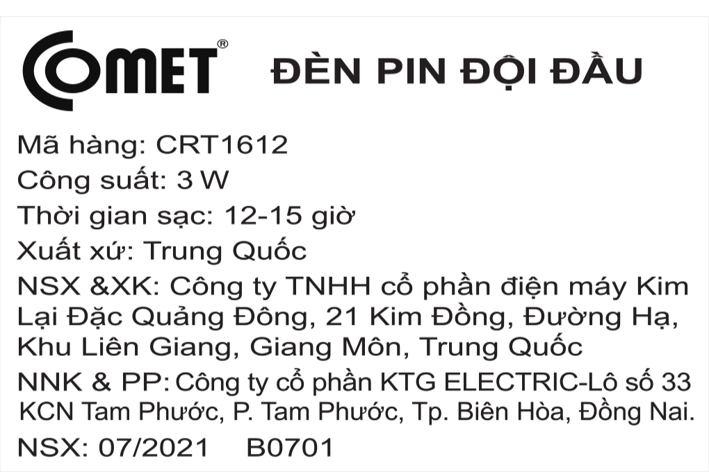 Mua đèn pin sạc đội đầu Comet CRT1612