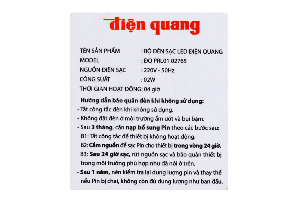 Siêu thị đèn sạc Điện Quang ĐQ PRL01 02765