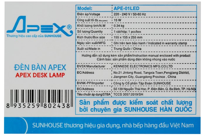 Đèn bàn Apex APE-01LED Màu Trắng
