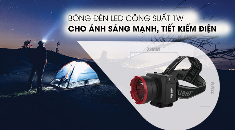 Bóng đèn Led công suất 1W, tiết kiệm điện năng - Đèn pin đội đầu Sunhouse SHE-5012