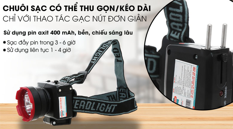 Chuôi sạc linh hoạt  - Đèn pin đội đầu Sunhouse SHE-5012