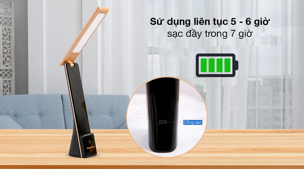Đèn bàn sạc LED Panasonic HHGLT0339B88L Đen