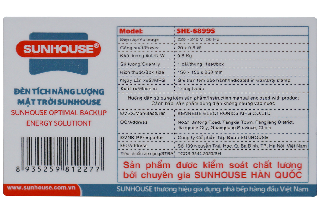 Siêu thị đèn sạc năng lượng mặt trời Sunhouse SHE-6899S