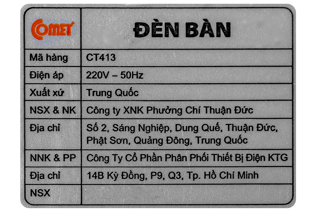 Siêu thị đèn bàn học Comet CT413 vàng