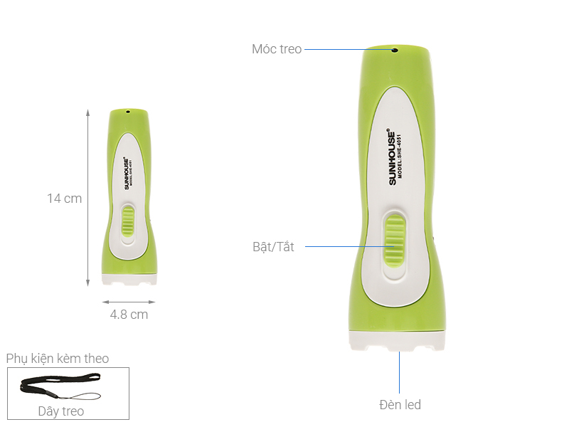 Đèn pin sạc Sunhouse SHE-4051