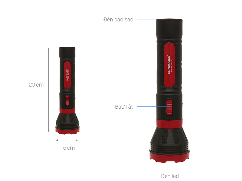 Đèn pin sạc Sunhouse SHE-4131