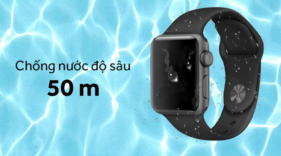 Đồng hồ thông minh Apple Watch S3 GPS, 42mm viền nhôm, dây cao su màu đen