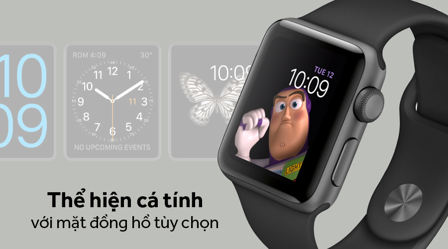 Đồng hồ thông minh Apple Watch S3 GPS, 42mm viền nhôm, dây cao su màu đen