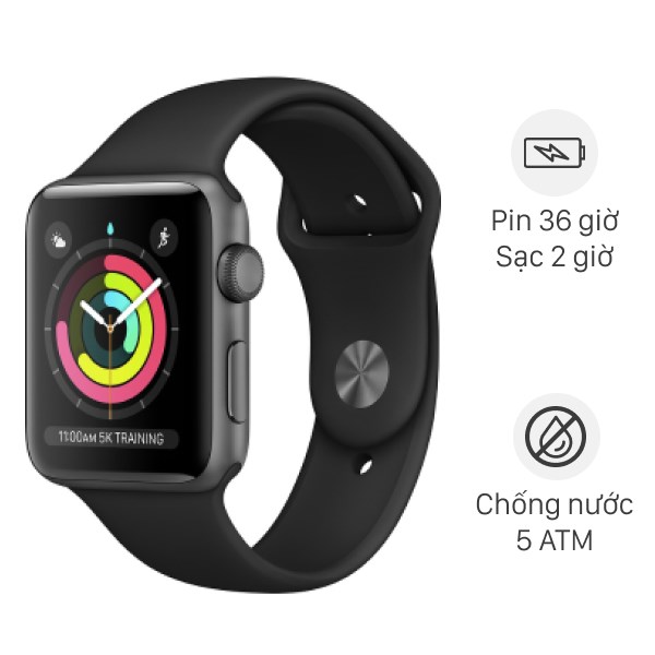 Apple Watch S3 GPS 38mm vi n nh m d y cao su Gi r c tr g p