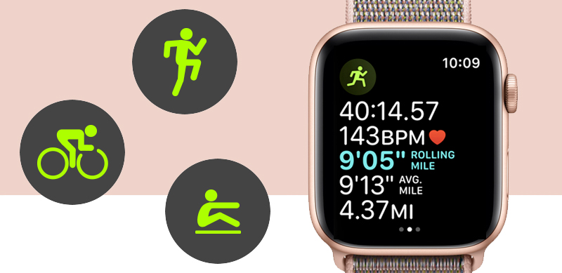 Apple Watch S4 Gold Aluminium GPS 44mm (MU6G2VN/A) - tập luyện Apple Watch S4 Gold Aluminium GPS 44mm (MU6G2VN/A) - tập luyện