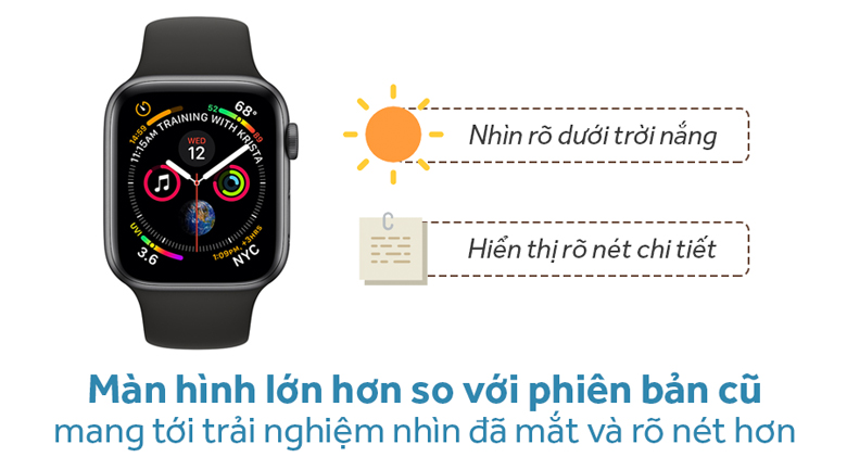 Apple Watch S4 GPS 44mm viền nhôm dây cao su
