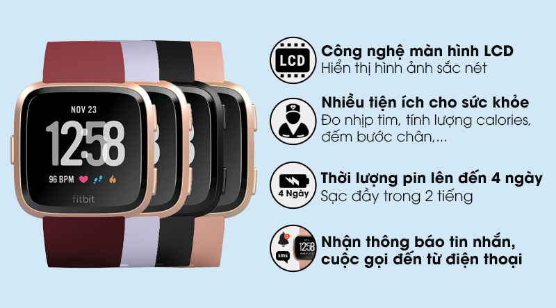Đồng hồ thông minh Fitbit Versa dây cao su