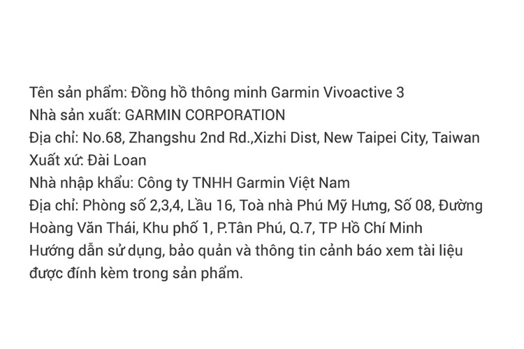 Đồng hồ thông minh Garmin Vivoactive 3 Màu Đen