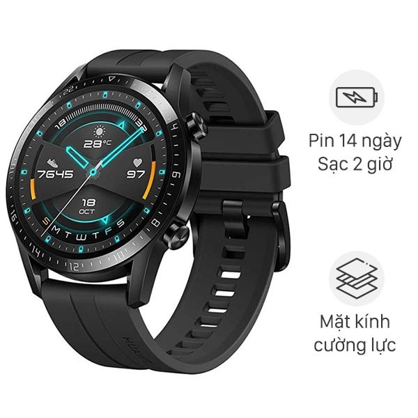 So sánh chi tiết Đồng hồ thông minh Huawei Watch GT2 46mm dây silicone