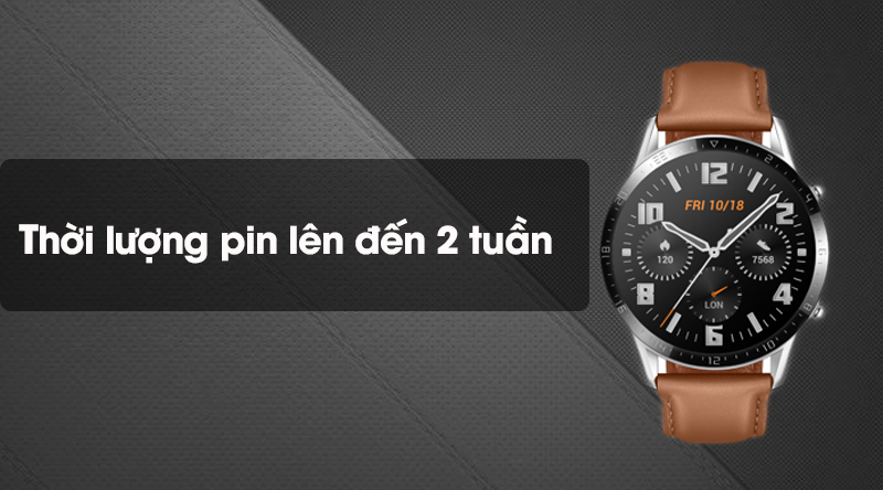Đồng hồ thông minh Huawei Watch GT2 46mm dây da có thời lượng pin ấn tượng