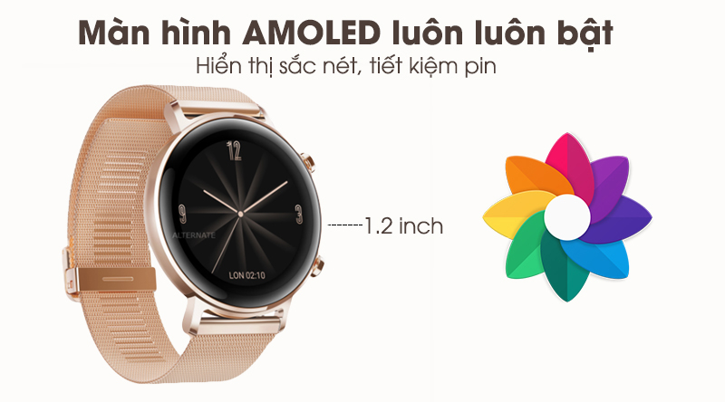 Đồng hồ thông minh Huawei Watch GT2 luôn hiển thị rõ nét