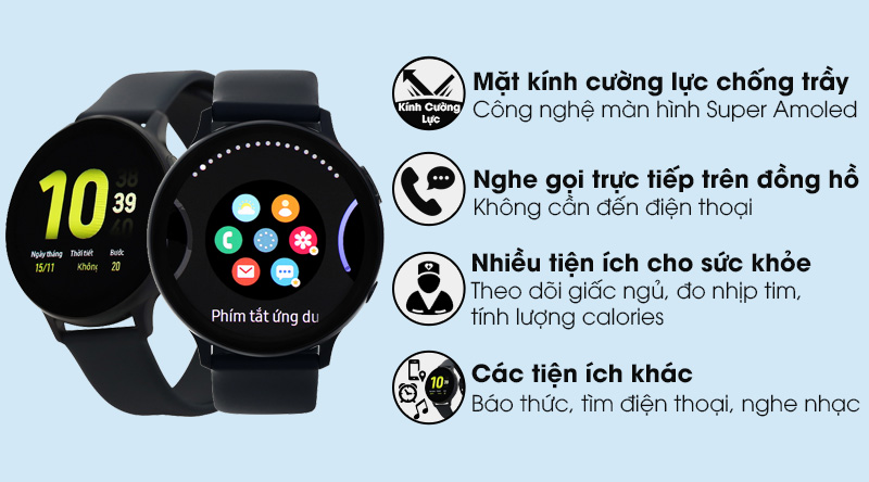 Sở hữu một chiếc đồng hồ thông minh Samsung Galaxy Watch Active 2 sẽ giúp cho cuộc sống của bạn trở nên tiện lợi và hiệu quả hơn. Với thiết kế hiện đại, tính năng thông minh và khả năng kết nối vô cùng tiện lợi, chiếc đồng hồ này sẽ là người bạn đồng hành đắc lực trong cuộc sống hàng ngày. Hãy xem ngay hình ảnh liên quan để cảm nhận sự tuyệt vời của chiếc Galaxy Watch Active 2!