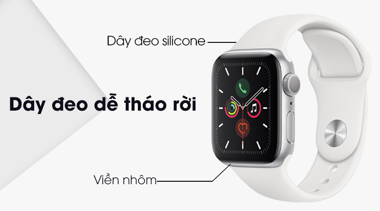 Đồng hồ thông minh Apple Watch S5 44mm viền nhôm dây silicone
